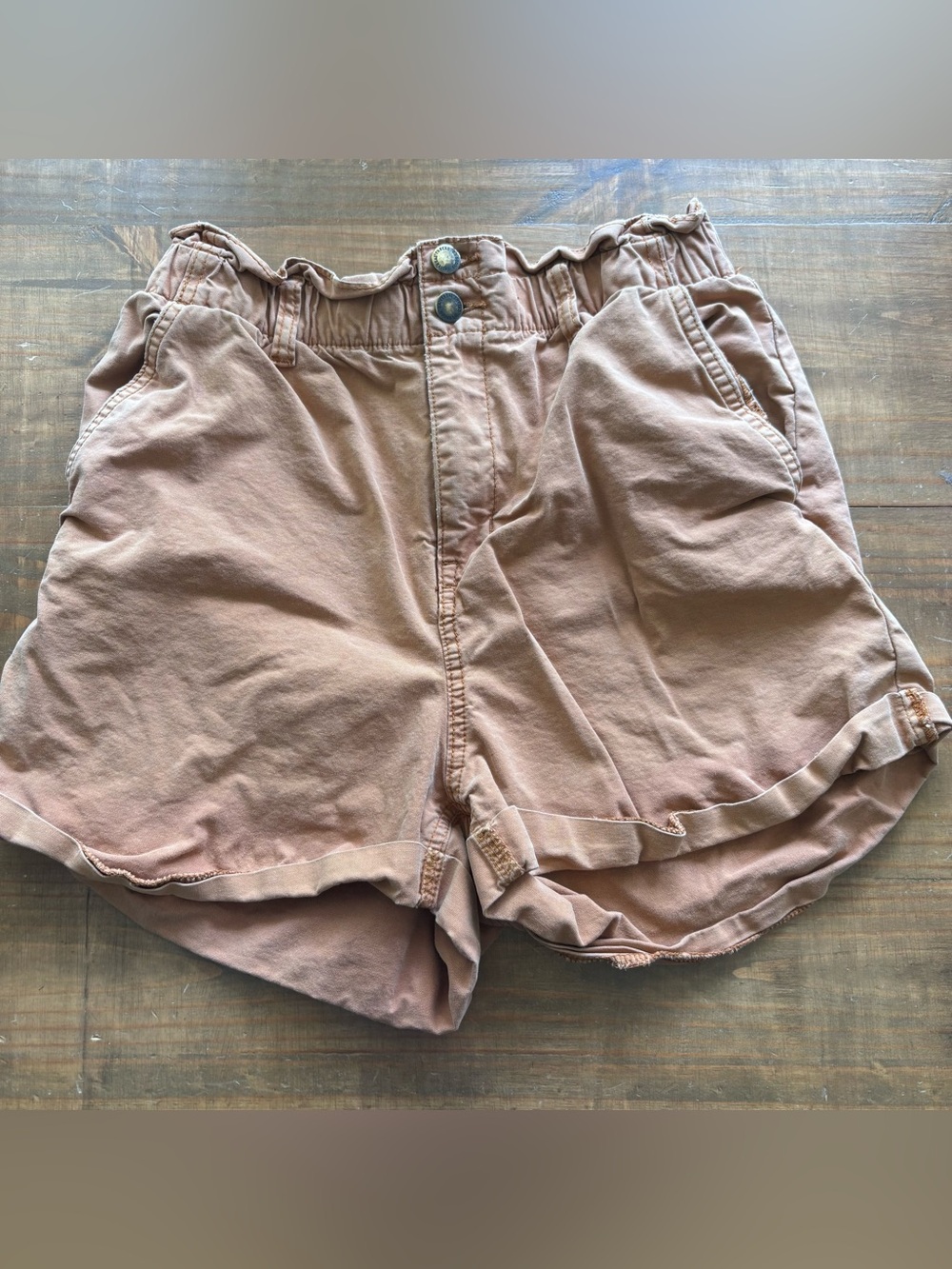 Universal Thread High Waist Paperbag Twill Shorts-Rust Tan-Size Small-Boho
